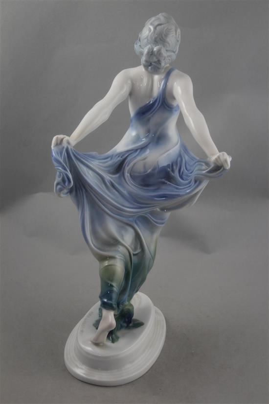 A Rosenthal Art Deco figurine of a semi-nude lady, modelled by Ferdinand Liebermann, 1920s, 38.5cm
